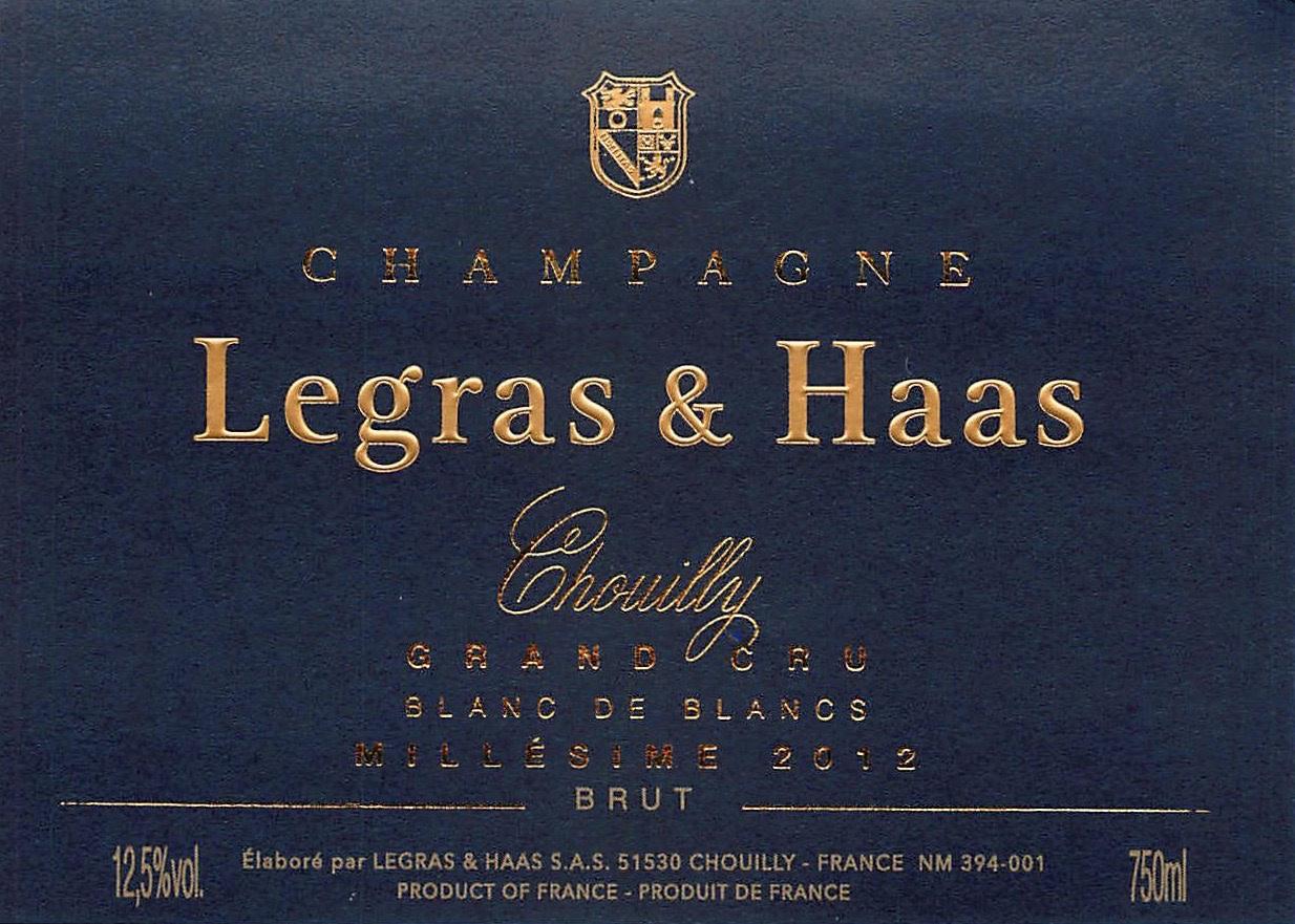 Champagne Legras & Haas Grand Cru Chouilly Blanc De Blancs 2012