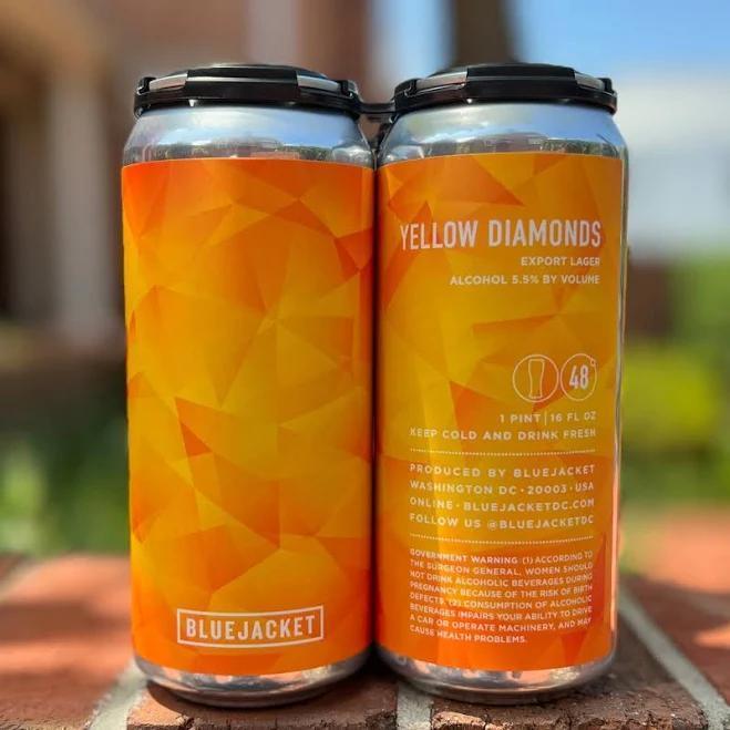 Blue Jacket Yellow Diamonds Export Lager 16oz 4-pack