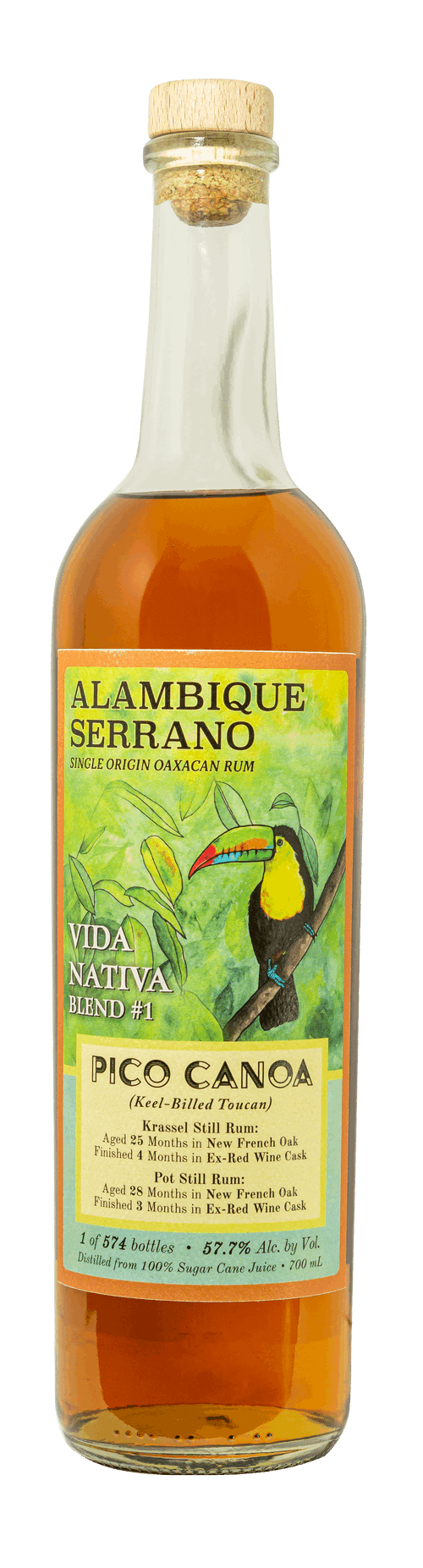 Alambique Serrano Vida Nativa "Pico Canoa" Blend #1 Rum (115.4 Prf) - 700ml